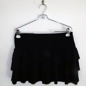Star City 3 layer ruffle black mini skirt (Vintage) Very stretchy fabric, swingy